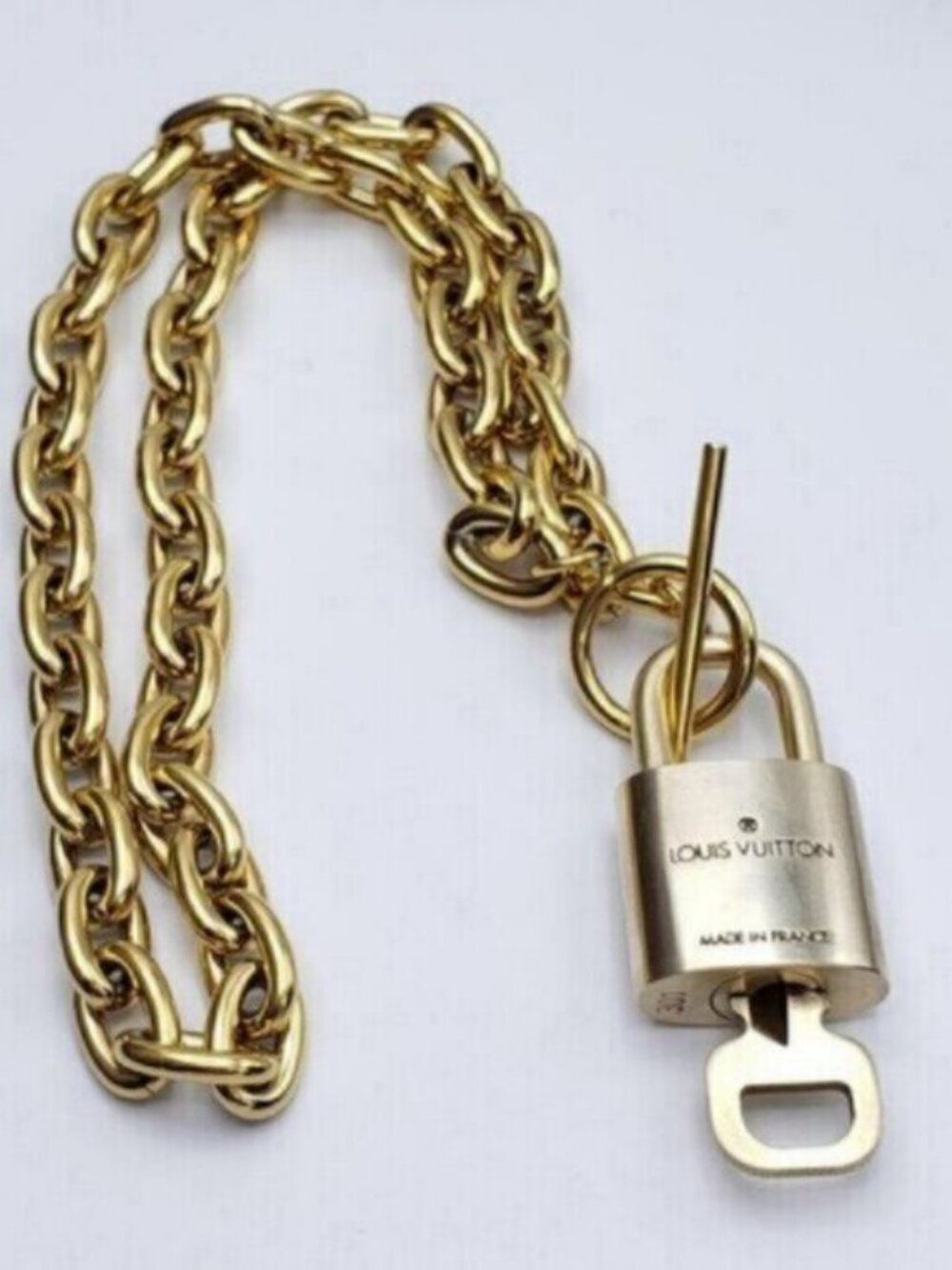 Authentic Louis Vuitton Gold Padlock w/Unbranded Stainless Steel Chain Necklace - Picture 10 of 14